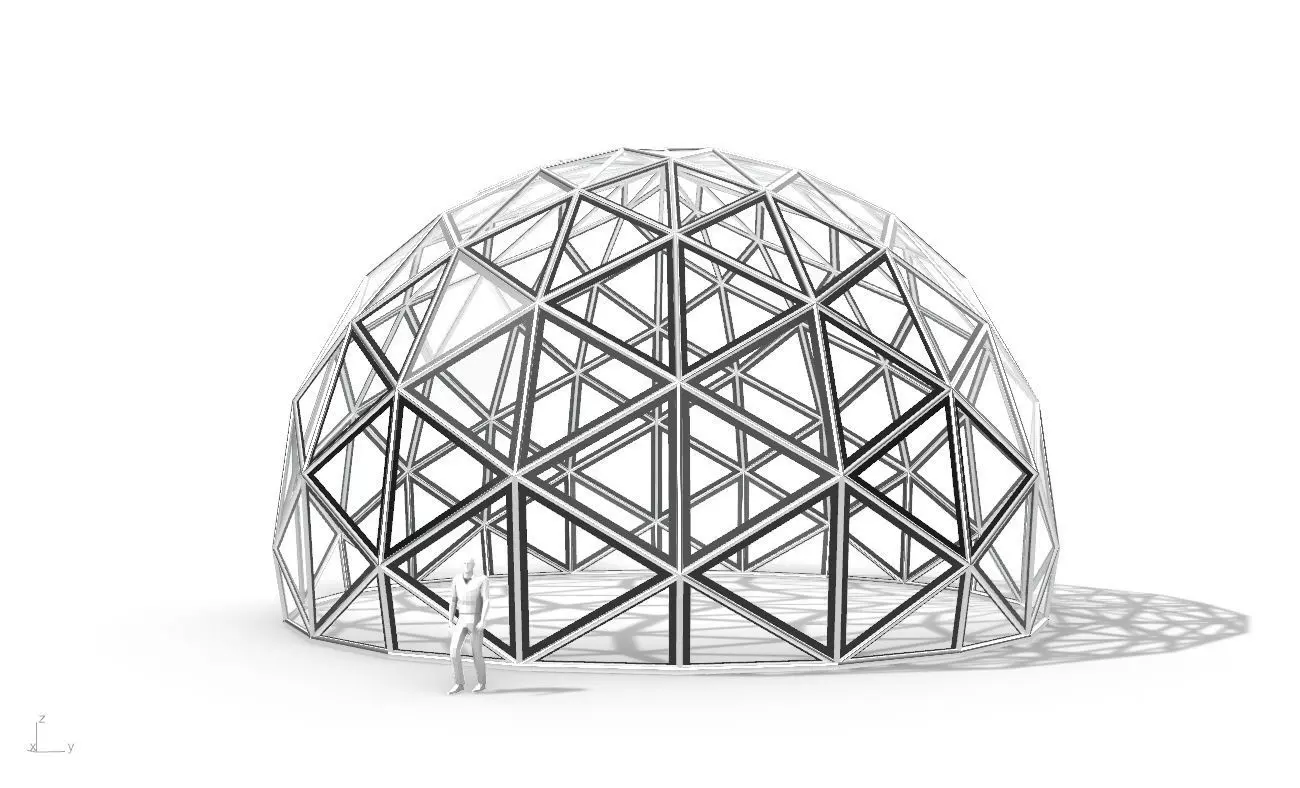 Triangulated 3D dome geodesic dome like structure v2 3D model_0