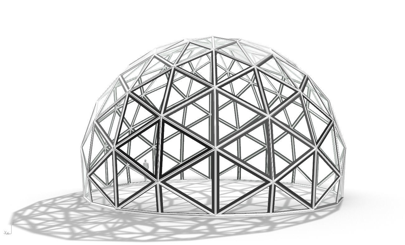 Triangulated 3D dome geodesic dome like structure v2 3D model_8