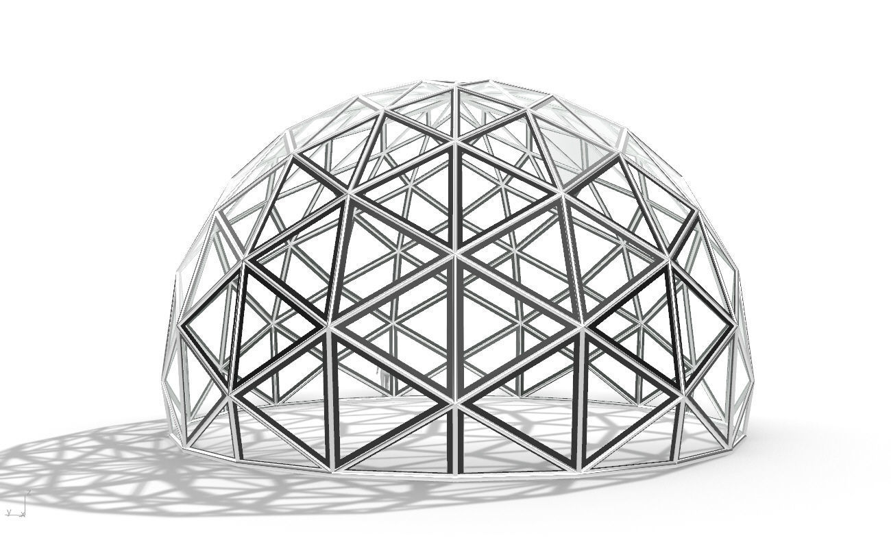 Triangulated 3D dome geodesic dome like structure v2 3D model_9