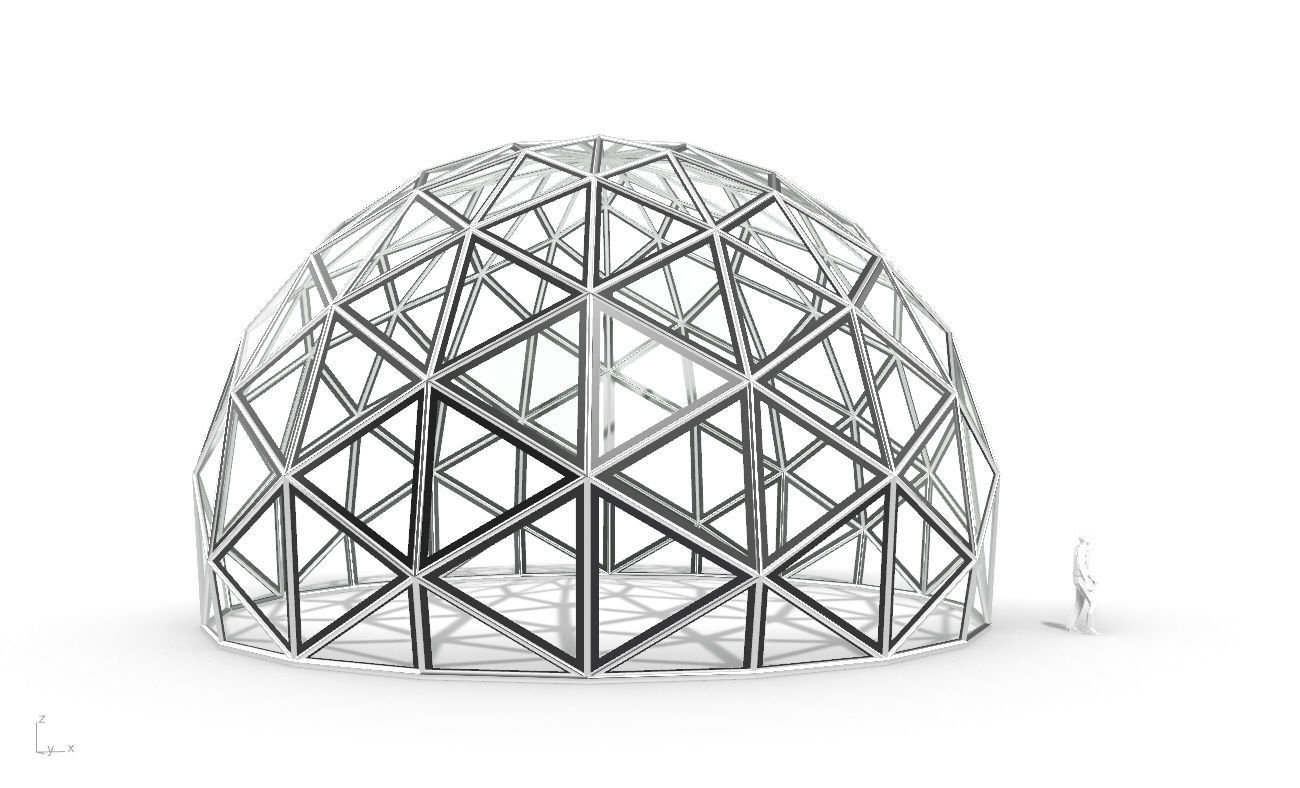 Triangulated 3D dome geodesic dome like structure v2 3D model_16