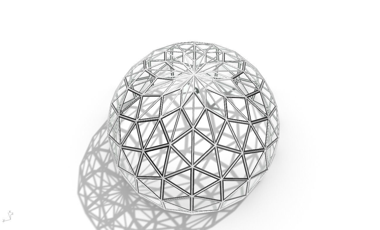 Triangulated 3D dome geodesic dome like structure v2 3D model_28