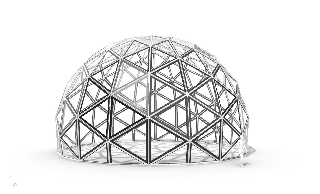 Triangulated 3D dome geodesic dome like structure v2 3D model_18