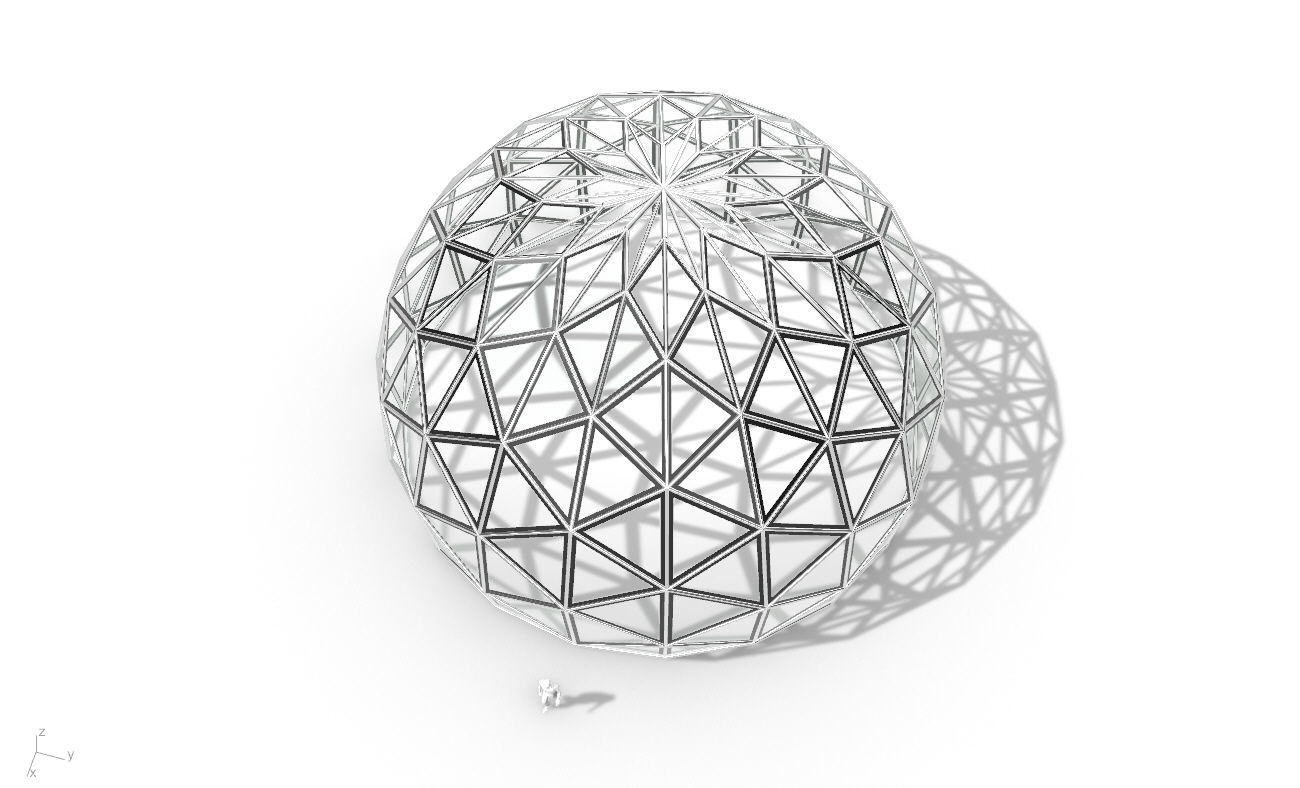 Triangulated 3D dome geodesic dome like structure v2 3D model_1