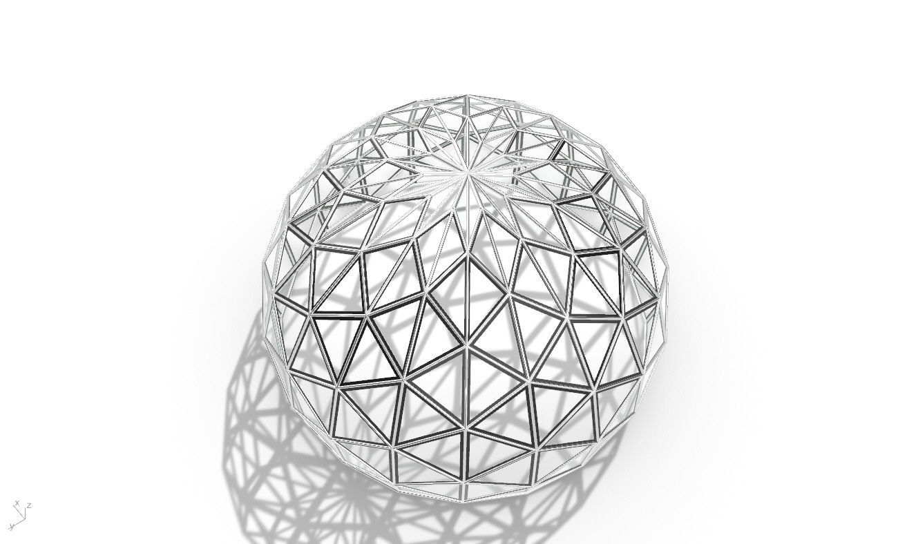 Triangulated 3D dome geodesic dome like structure v2 3D model_27