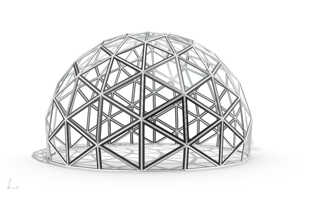 Triangulated 3D dome geodesic dome like structure v2 3D model_14
