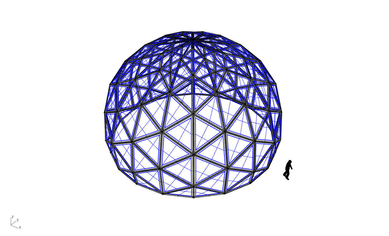 Triangulated 3D dome geodesic dome like structure v2 3D model_76