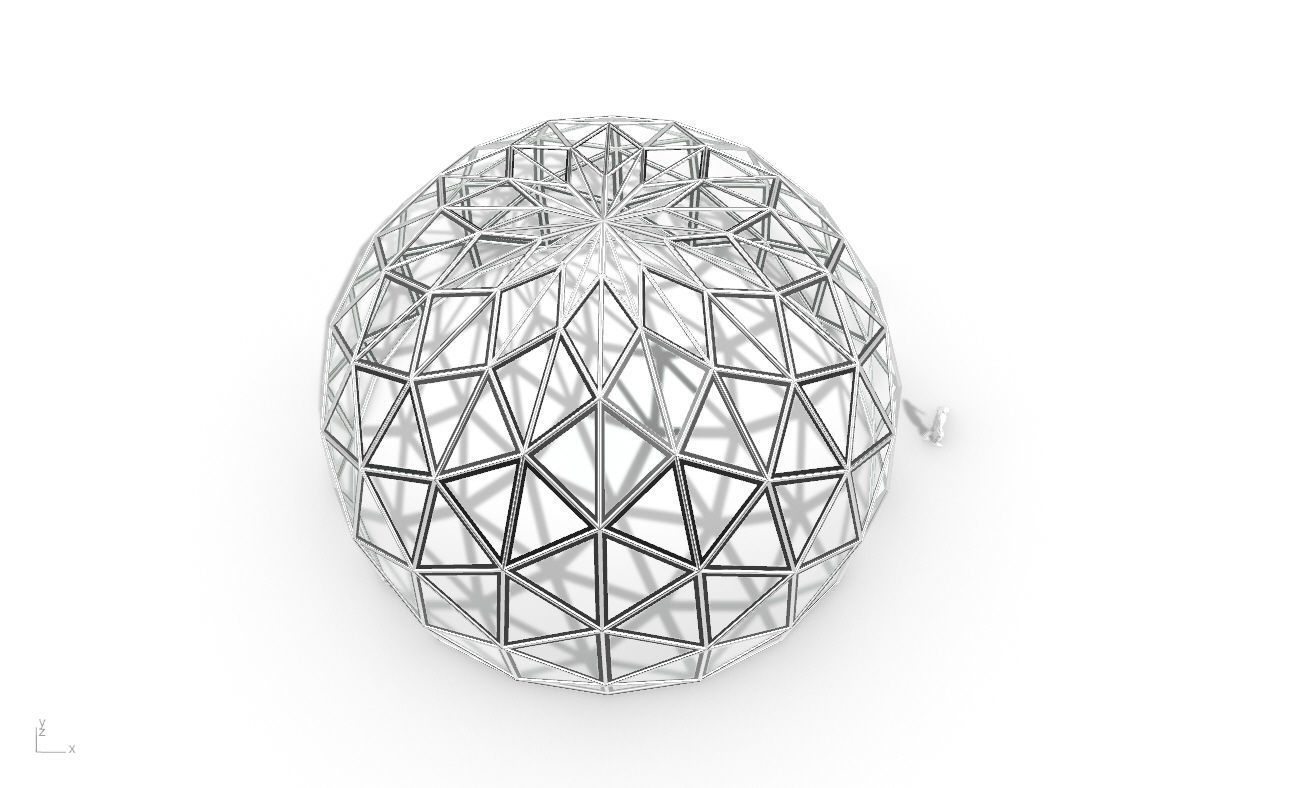 Triangulated 3D dome geodesic dome like structure v2 3D model_34
