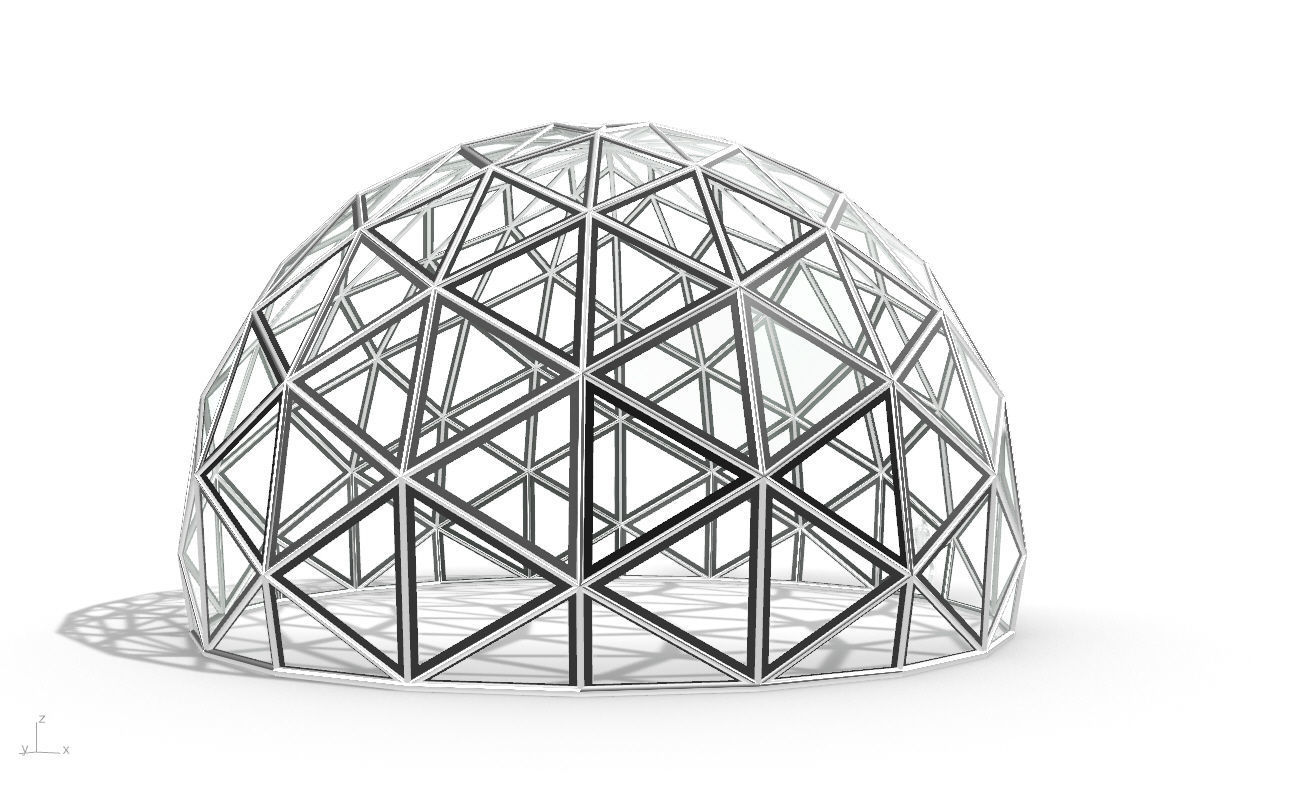 Triangulated 3D dome geodesic dome like structure v2 3D model_13