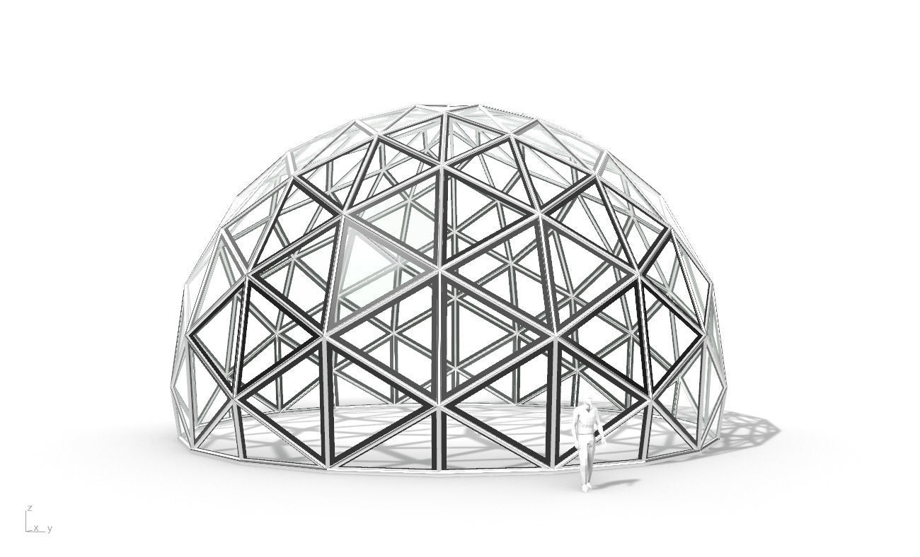 Triangulated 3D dome geodesic dome like structure v2 3D model_19