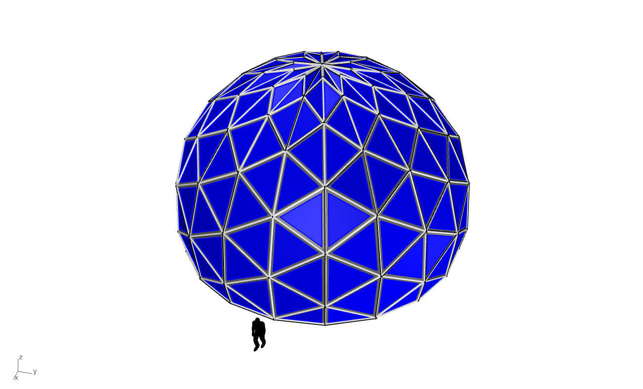 Triangulated 3D dome geodesic dome like structure v2 3D model_40