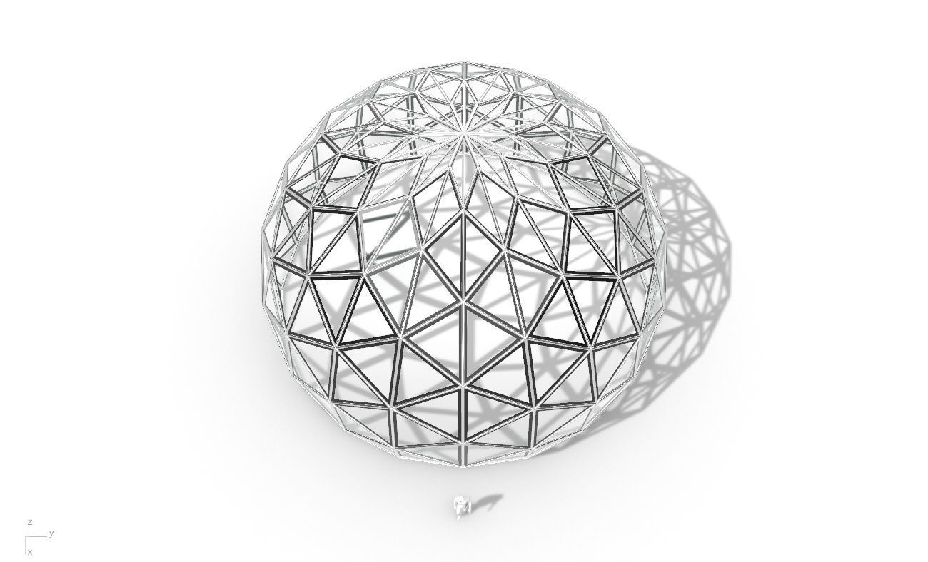 Triangulated 3D dome geodesic dome like structure v2 3D model_39