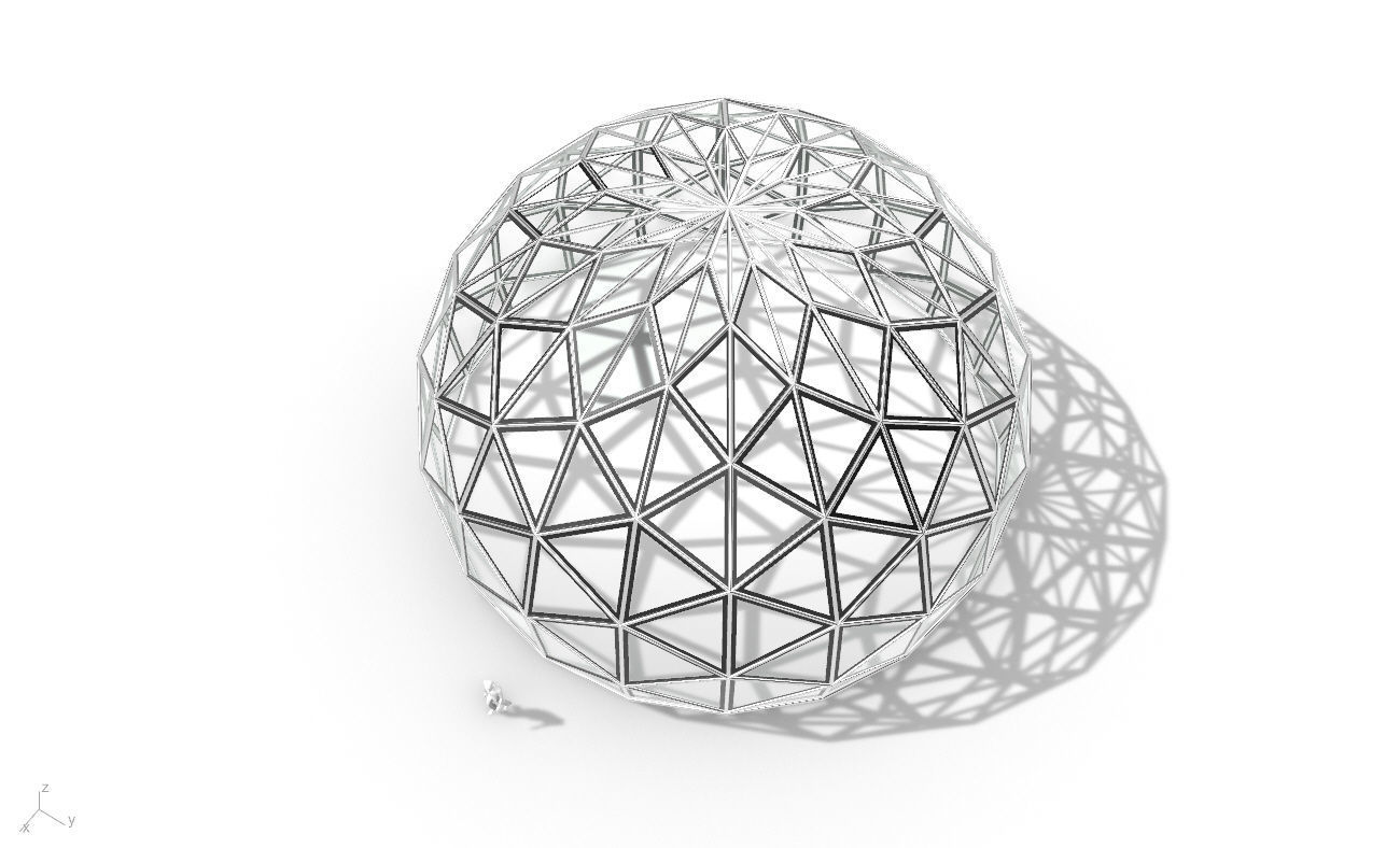 Triangulated 3D dome geodesic dome like structure v2 3D model_21