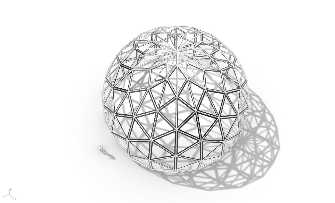 Triangulated 3D dome geodesic dome like structure v2 3D model_22