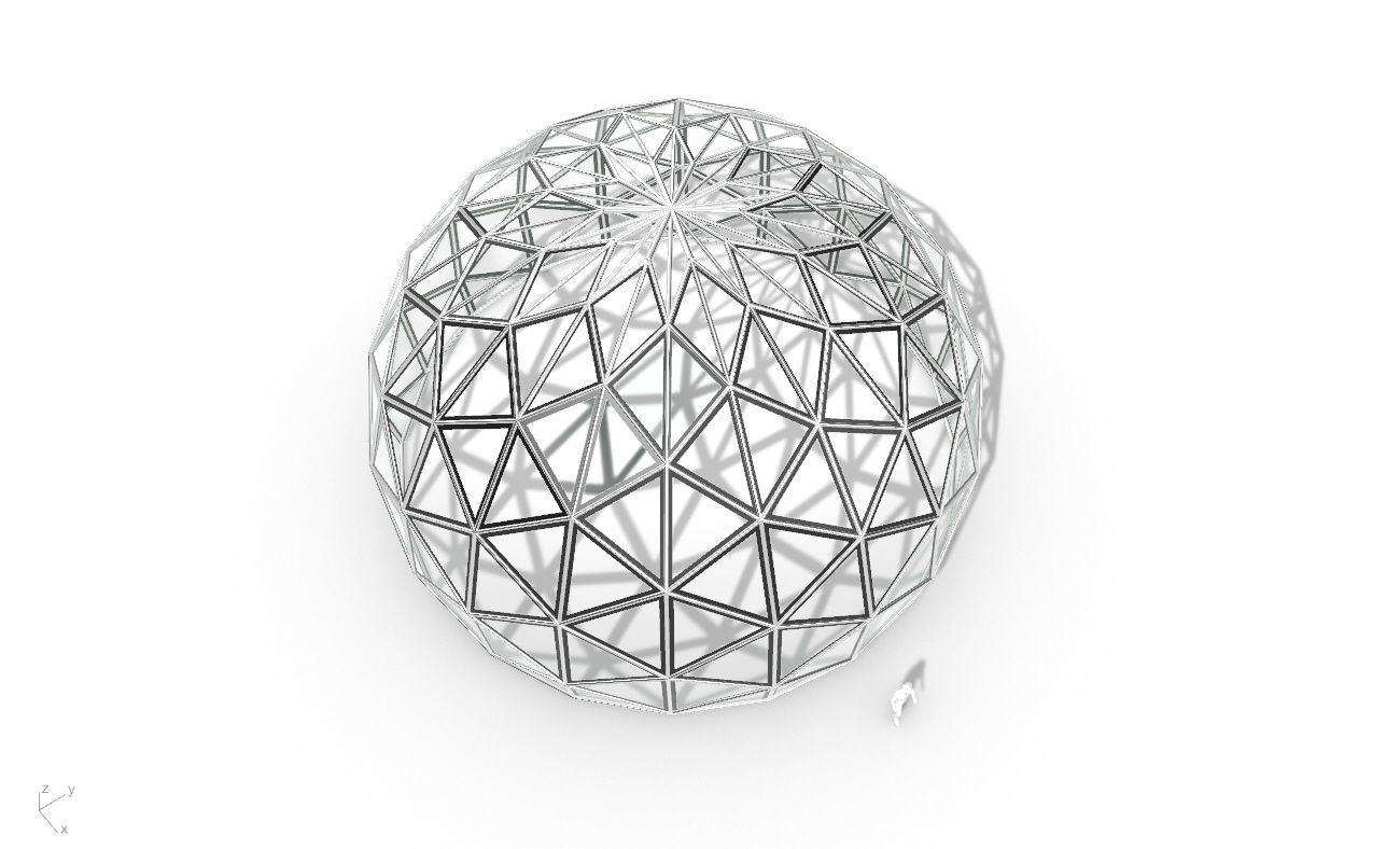 Triangulated 3D dome geodesic dome like structure v2 3D model_37
