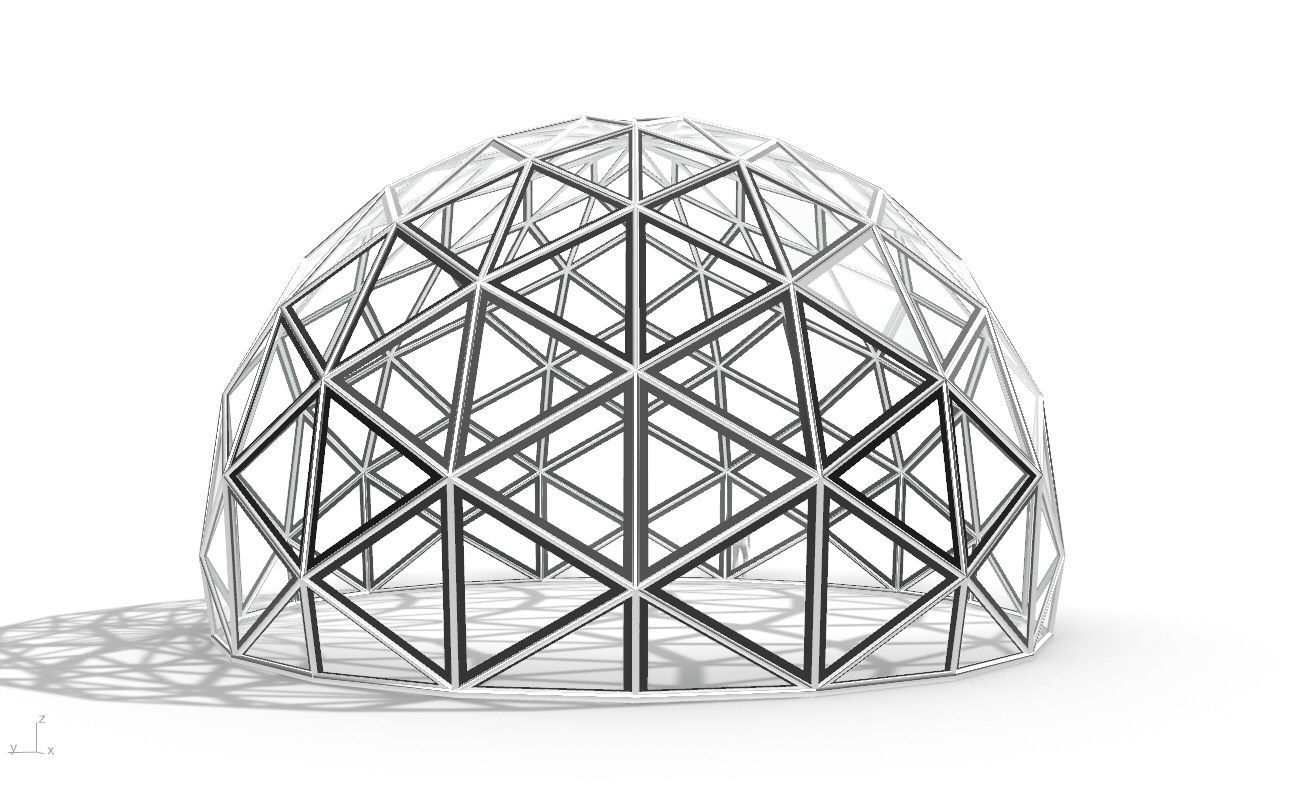 Triangulated 3D dome geodesic dome like structure v2 3D model_11