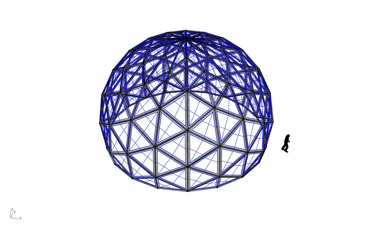 Triangulated 3D dome geodesic dome like structure v2 3D model_75