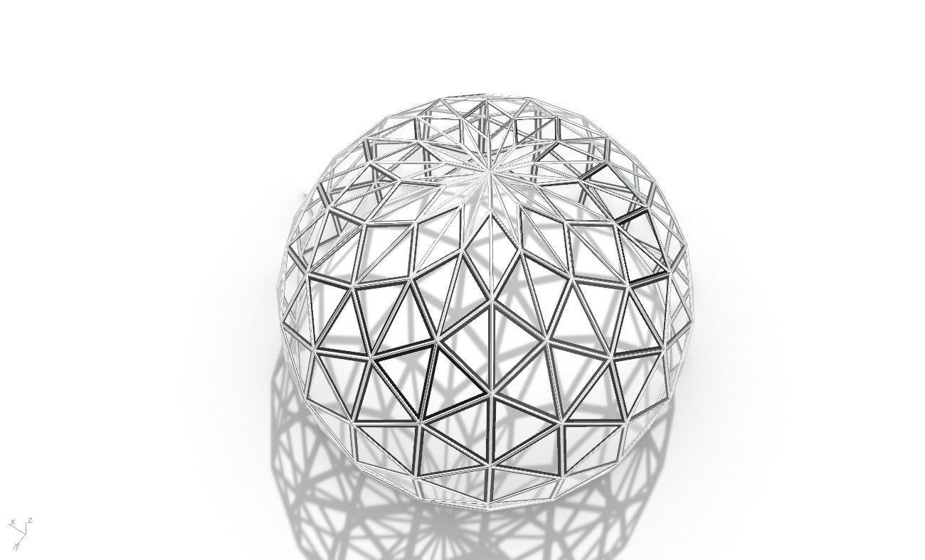 Triangulated 3D dome geodesic dome like structure v2 3D model_26