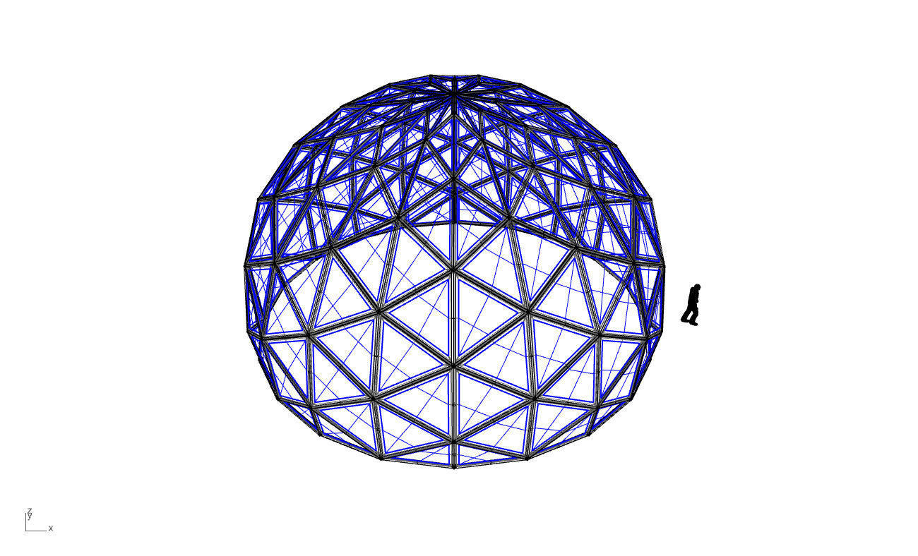 Triangulated 3D dome geodesic dome like structure v2 3D model_74