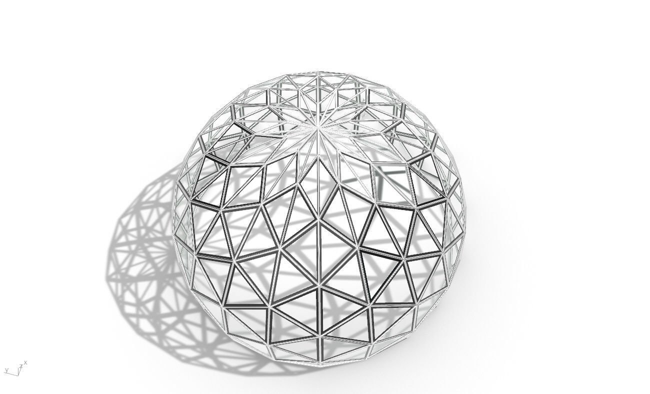 Triangulated 3D dome geodesic dome like structure v2 3D model_30