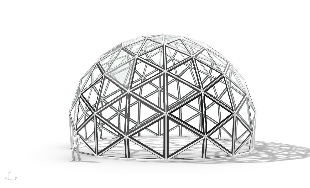 Triangulated 3D dome geodesic dome like structure v2 3D model_2