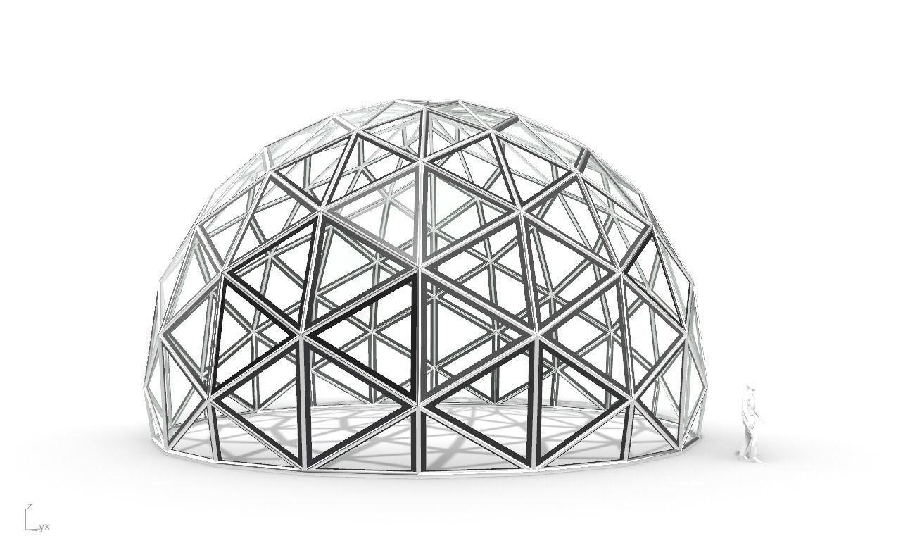 Triangulated 3D dome geodesic dome like structure v2 3D model_17