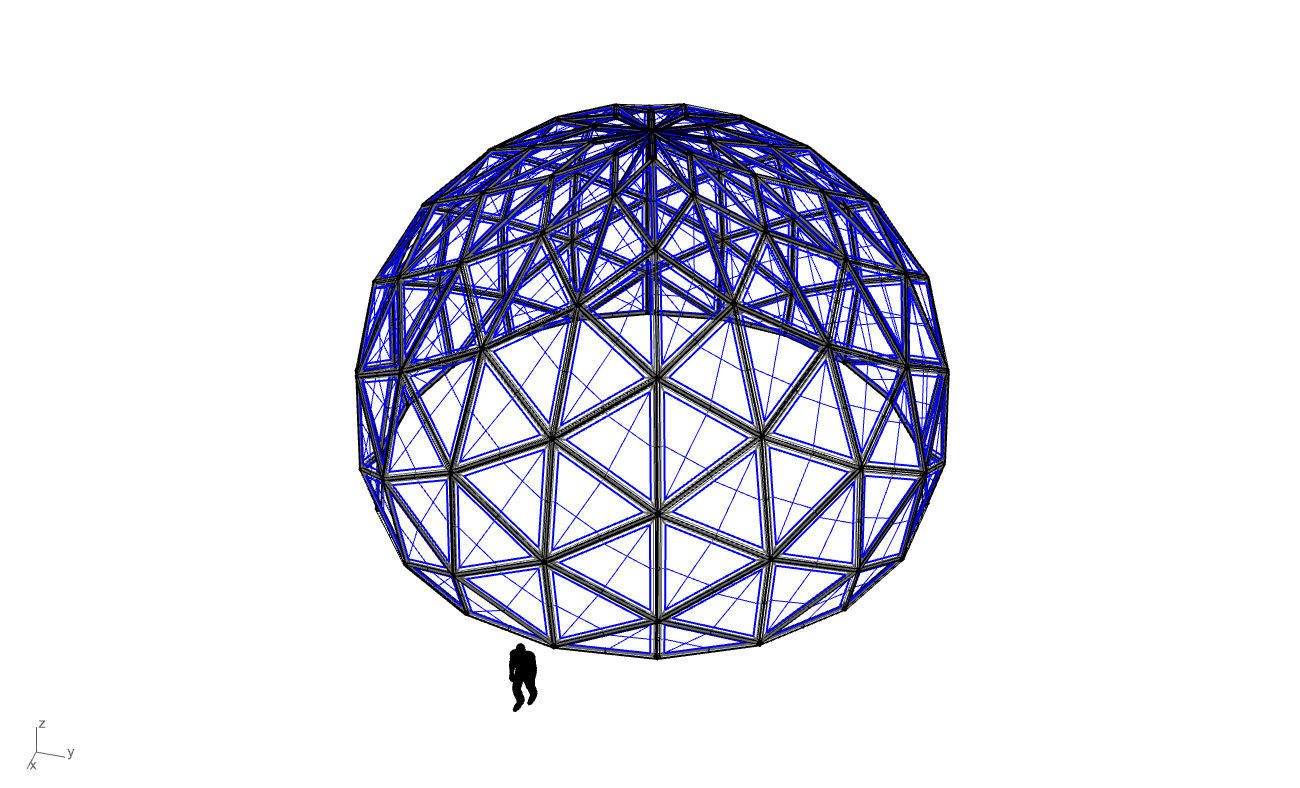 Triangulated 3D dome geodesic dome like structure v2 3D model_60