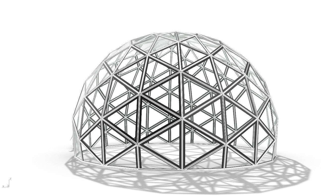 Triangulated 3D dome geodesic dome like structure v2 3D model_6