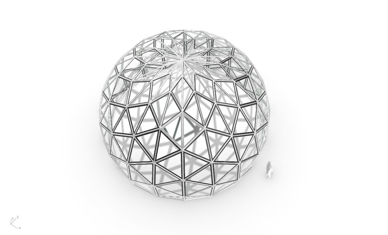 Triangulated 3D dome geodesic dome like structure v2 3D model_36