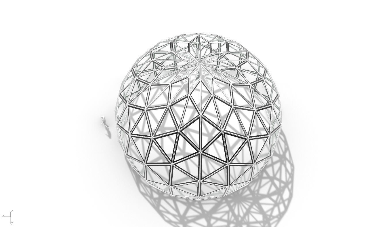 Triangulated 3D dome geodesic dome like structure v2 3D model_24