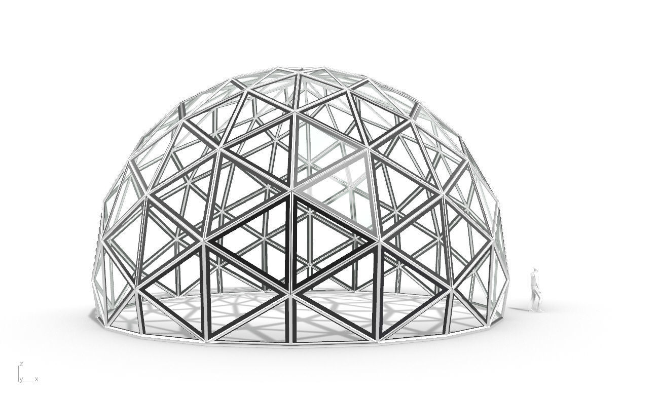 Triangulated 3D dome geodesic dome like structure v2 3D model_15
