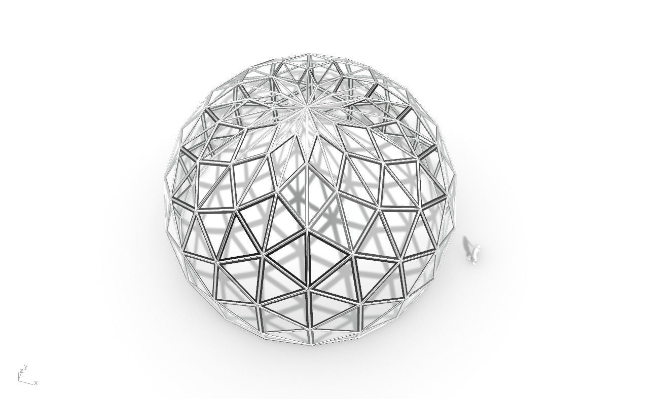 Triangulated 3D dome geodesic dome like structure v2 3D model_35