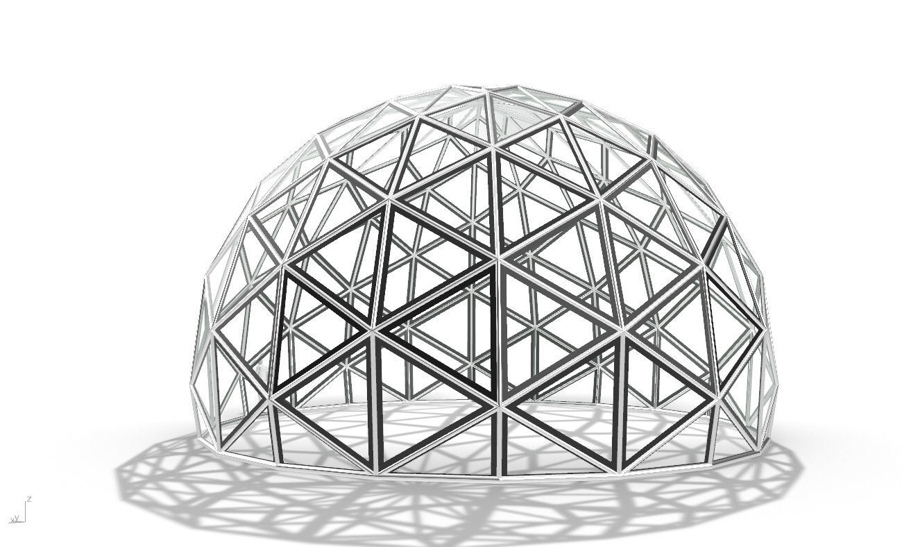 Triangulated 3D dome geodesic dome like structure v2 3D model_7