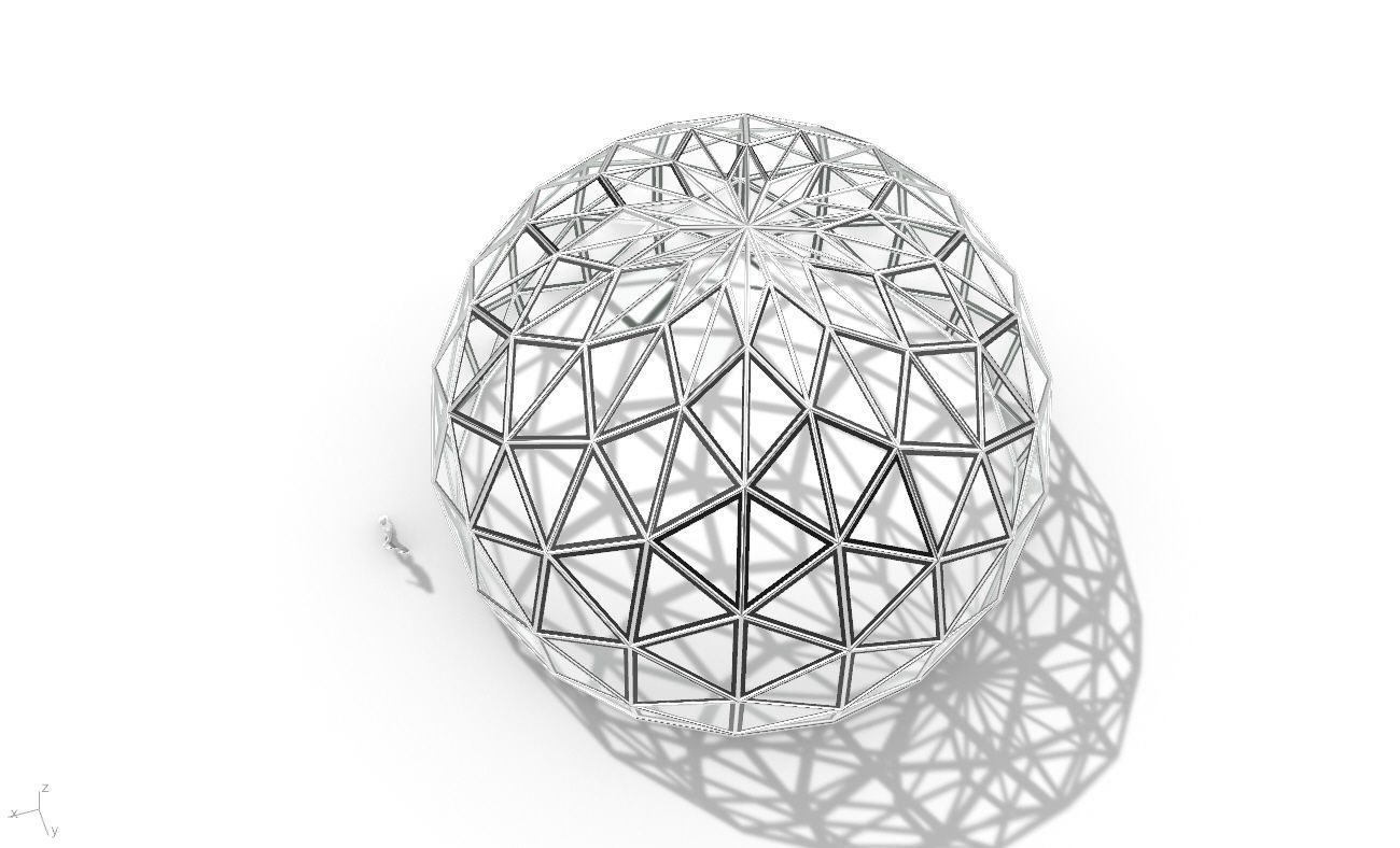 Triangulated 3D dome geodesic dome like structure v2 3D model_23