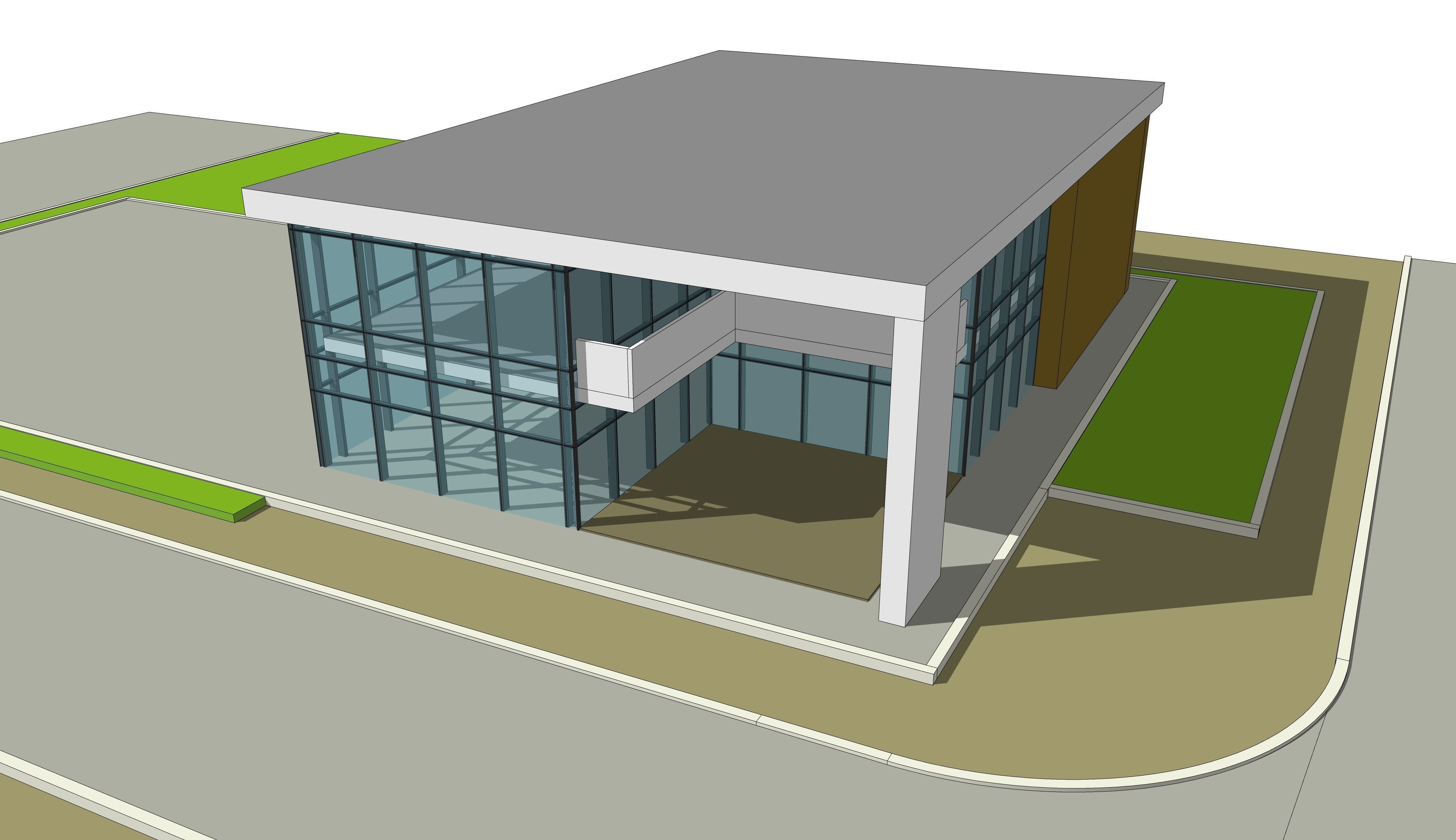 office building 2 storey 3D model_1