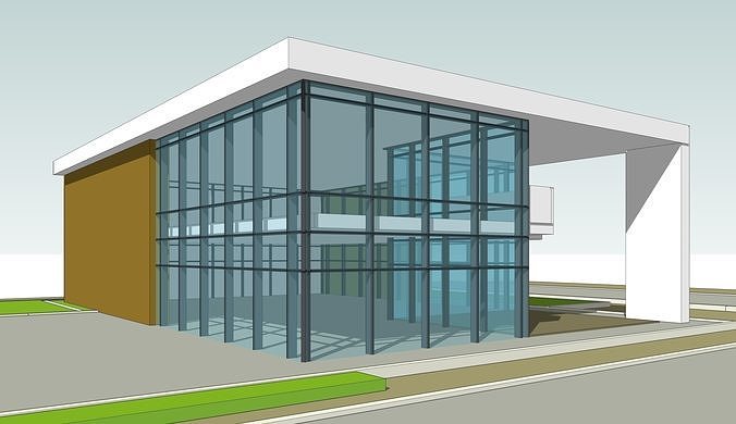 office building 2 storey 3D model