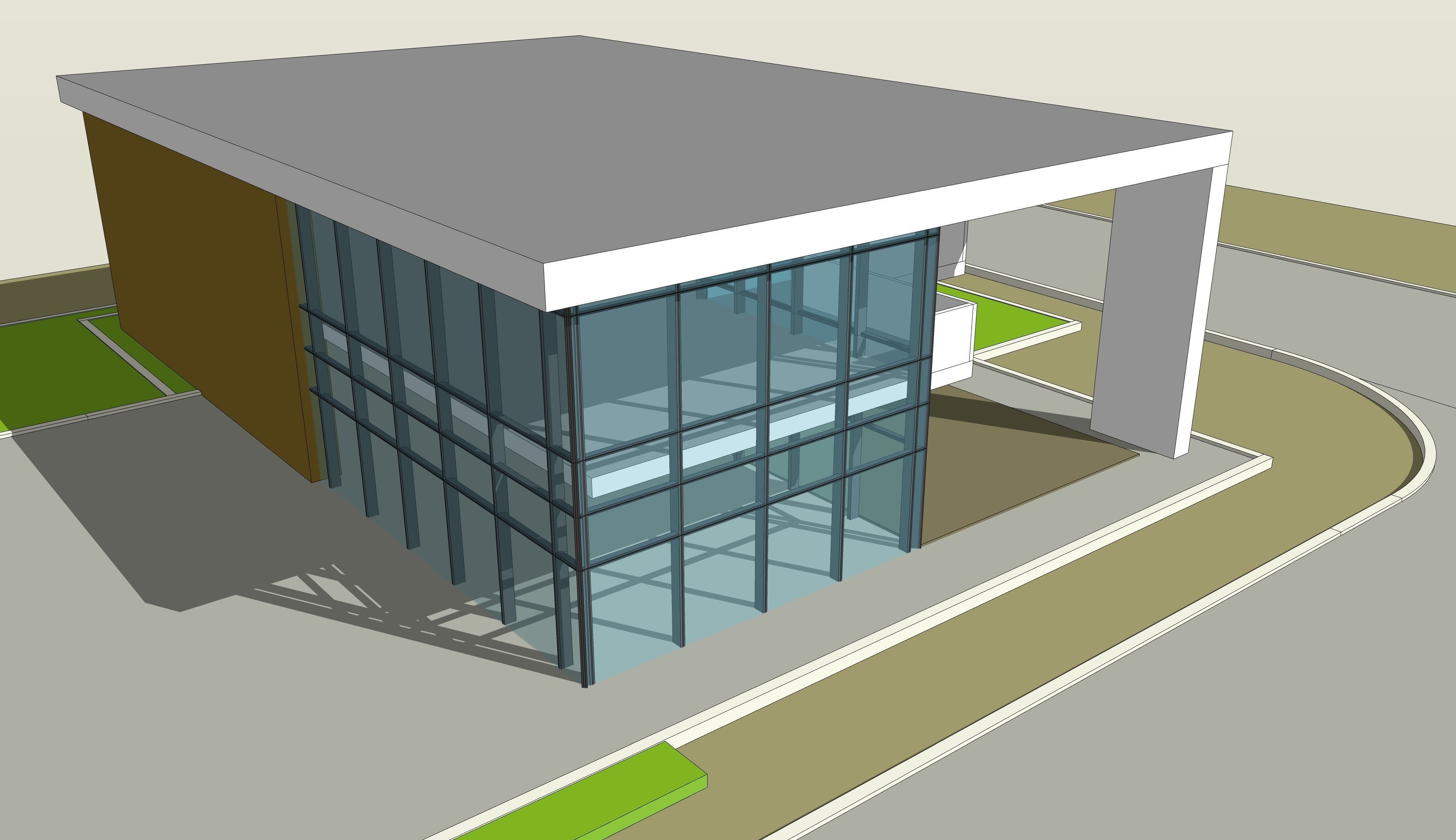 office building 2 storey 3D model_2