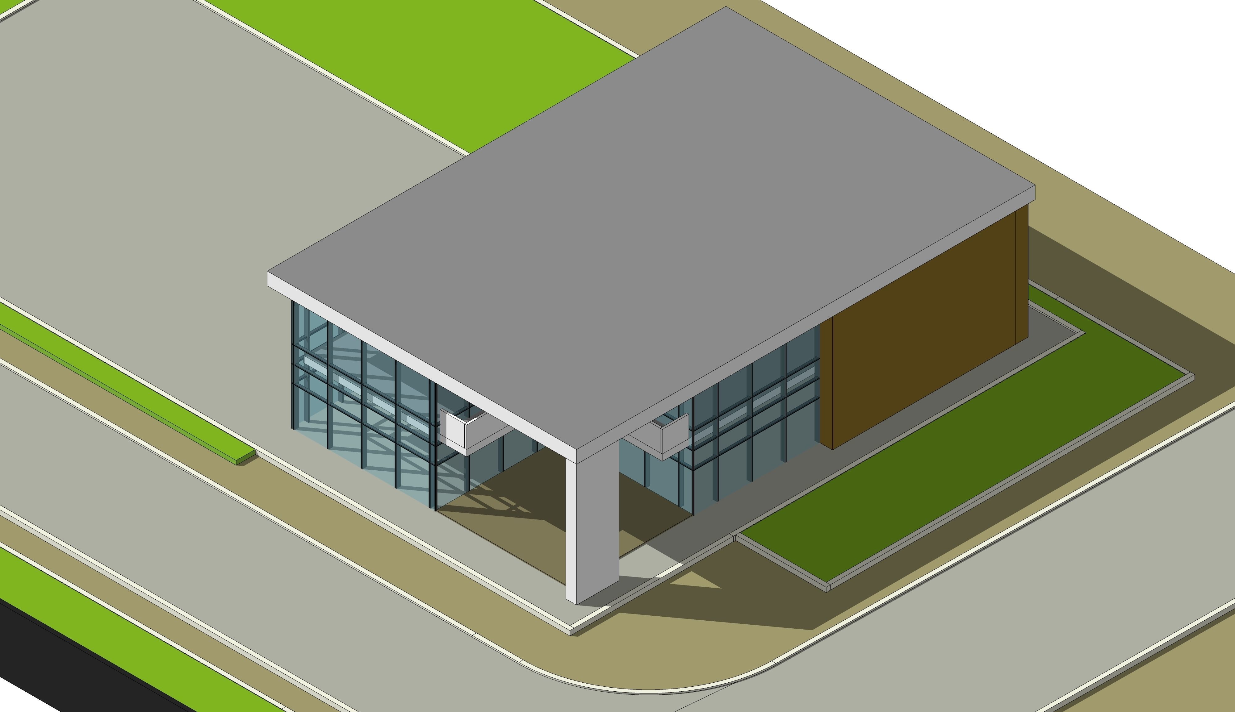 office building 2 storey 3D model_9