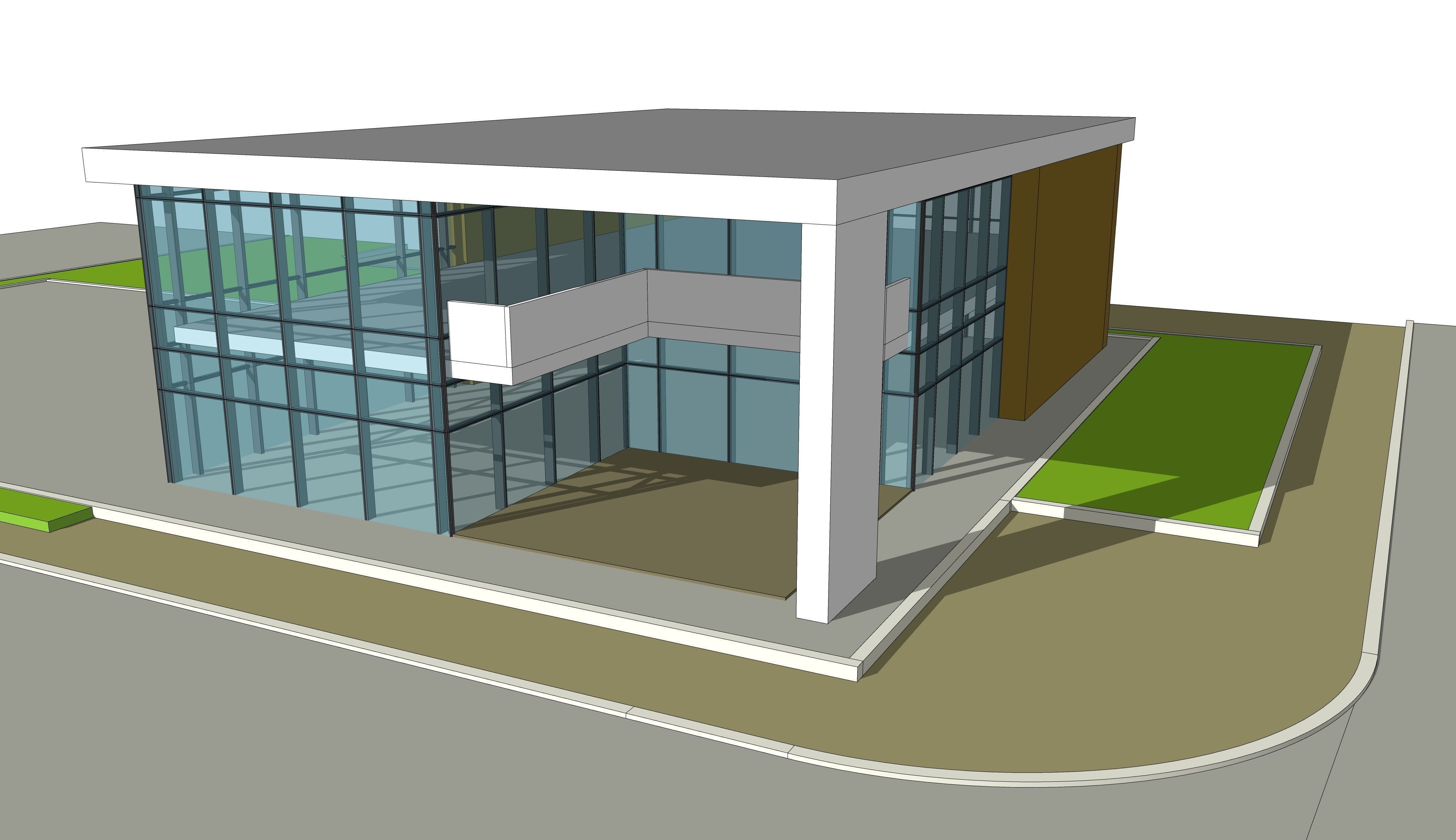 office building 2 storey 3D model_4