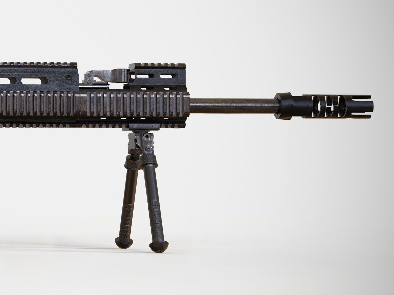 Barrel Attachments Pack - Flash - Muzzle - Suppressor - PBR Low-poly 3D model_10