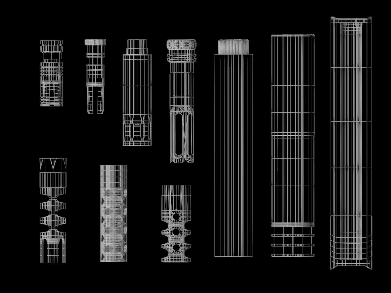 Barrel Attachments Pack - Flash - Muzzle - Suppressor - PBR Low-poly 3D model_11