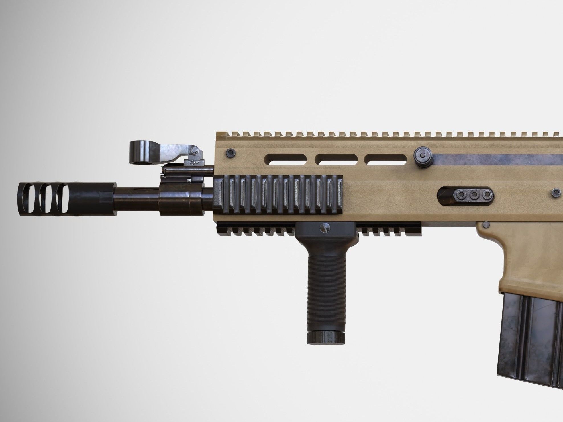 Barrel Attachments Pack - Flash - Muzzle - Suppressor - PBR Low-poly 3D model_8