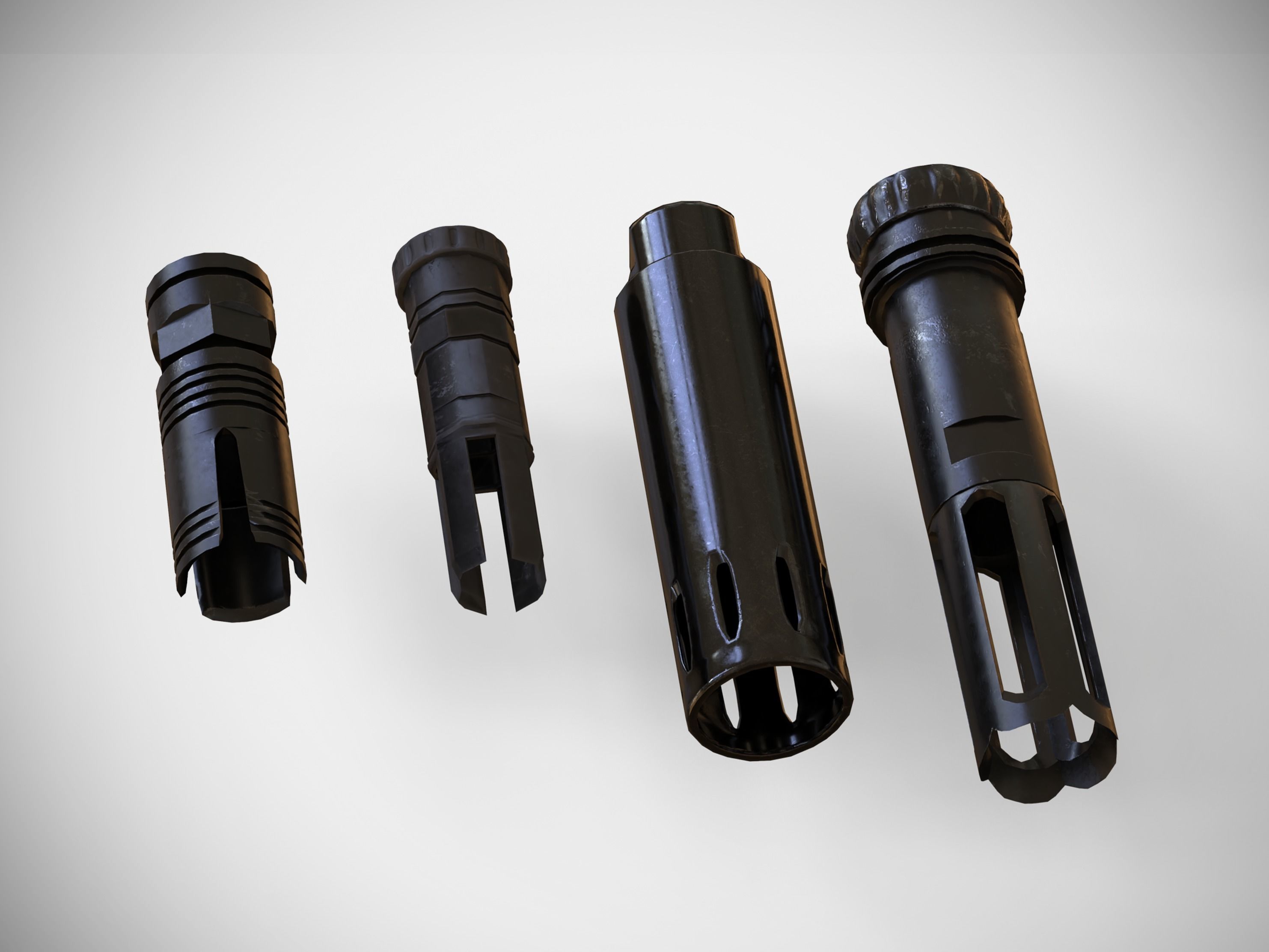 Barrel Attachments Pack - Flash - Muzzle - Suppressor - PBR Low-poly 3D model_4