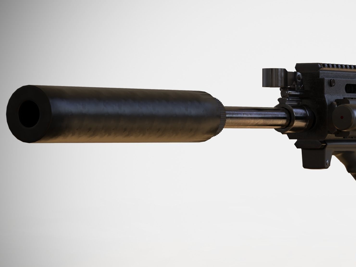 Barrel Attachments Pack - Flash - Muzzle - Suppressor - PBR Low-poly 3D model_9