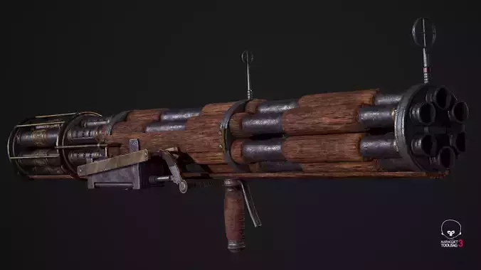 Steampunk Rocket Launcher PBR  Low-Poly Game Ready