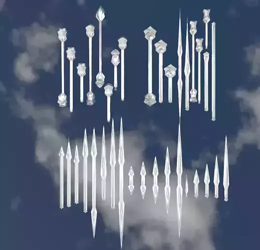 Futuristic Cubic Silver Weapons