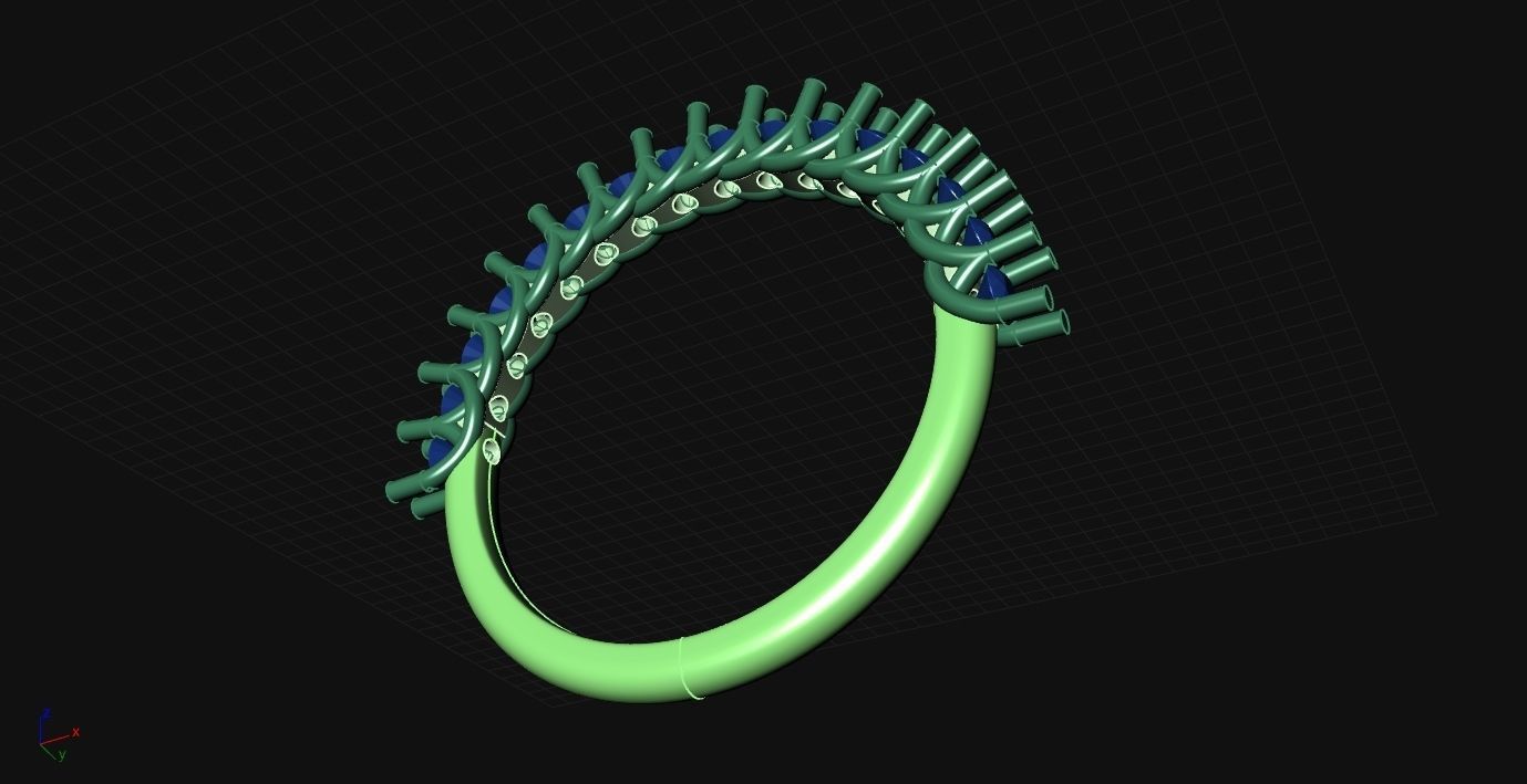 Multi stones ring 16 diamonds  jewel eternity riviera 3D print model_5