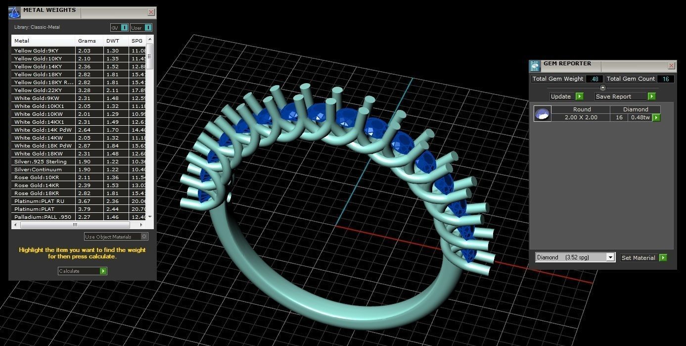 Multi stones ring 16 diamonds  jewel eternity riviera 3D print model_3