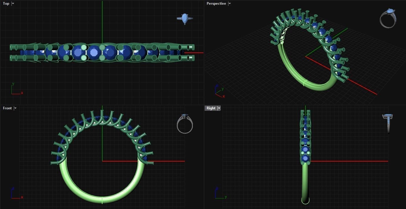 Multi stones ring 16 diamonds  jewel eternity riviera 3D print model_10