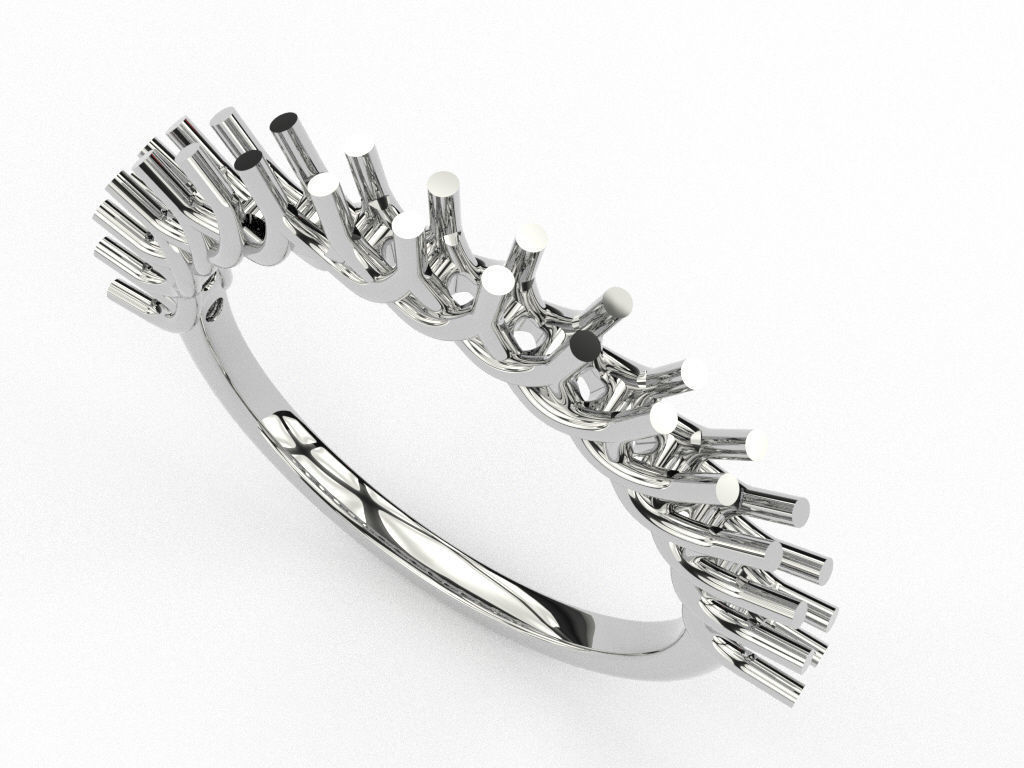 Multi stones ring 16 diamonds  jewel eternity riviera 3D print model_9