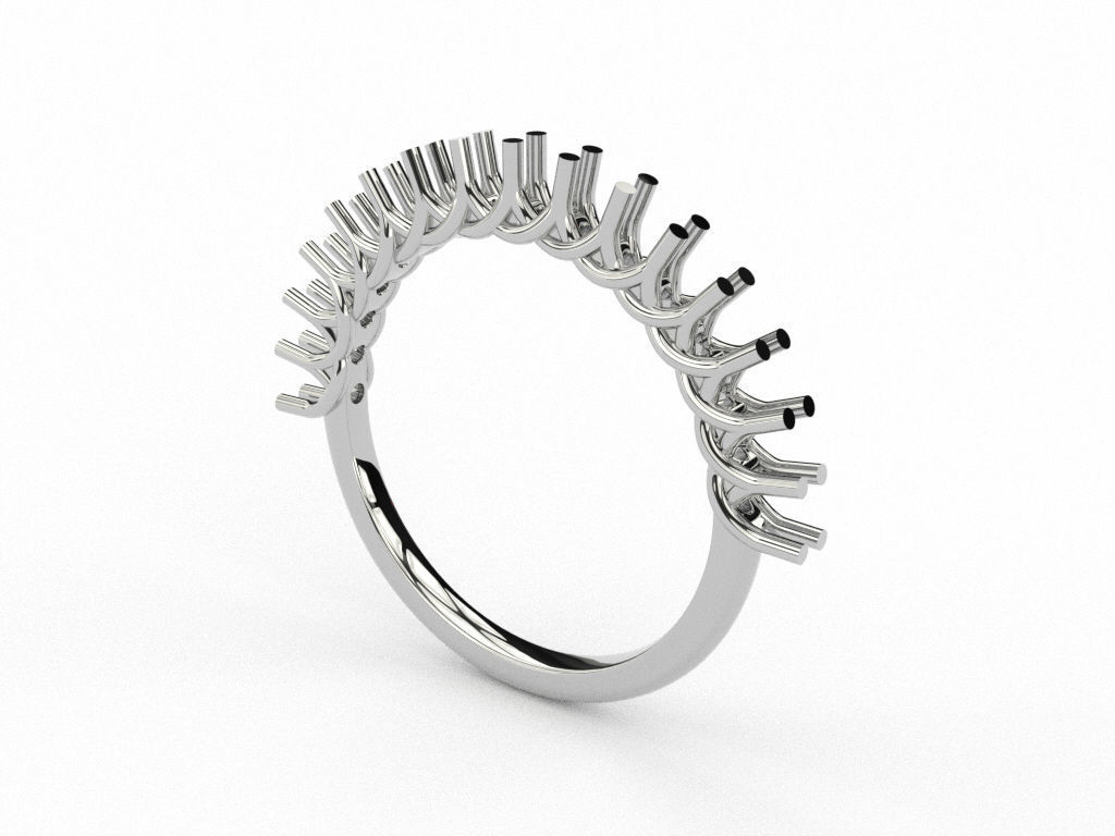 Multi stones ring 16 diamonds  jewel eternity riviera 3D print model_8